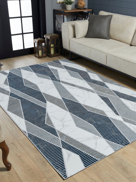 

OBSESSIONS Grey & Cream-Coloured Polyester Abstract Carpet