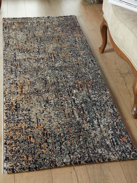 

OBSESSIONS Black & Orange Polypropylene Abstract Floor Runners