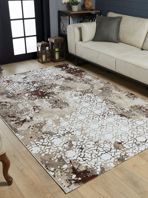 

OBSESSIONS Beige Geometric Polyester Geometric Carpet