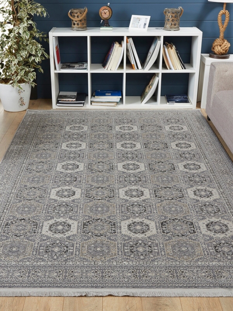

OBSESSIONS Grey Traditional Polyester Anti-Bacterial Colourfast Carpet
