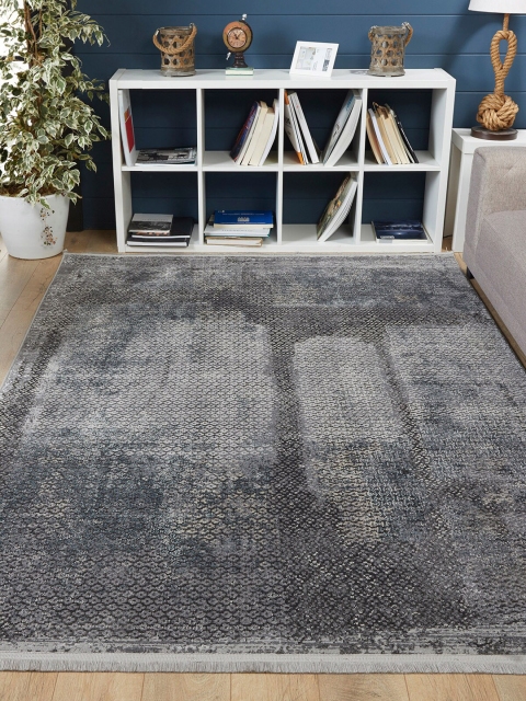 

OBSESSIONS Grey Polypropylene Abstract Carpet