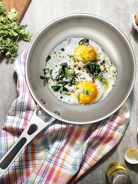 

INOXBARON Silver-Toned Triply Stainless Steel Frypan