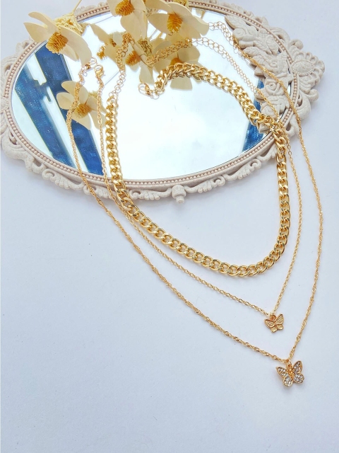 

Vembley Gold & Silver-Toned Set of 2 Gold-Plated Layered Pendant Necklace