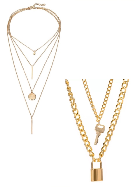 

Vembley Women Pack Of 2 Gold-Toned Layered Pendant Necklace
