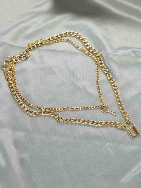 

Vembley Set Of 2 Gold-Toned & Silver-Toned Gold-Plated Layered Necklace