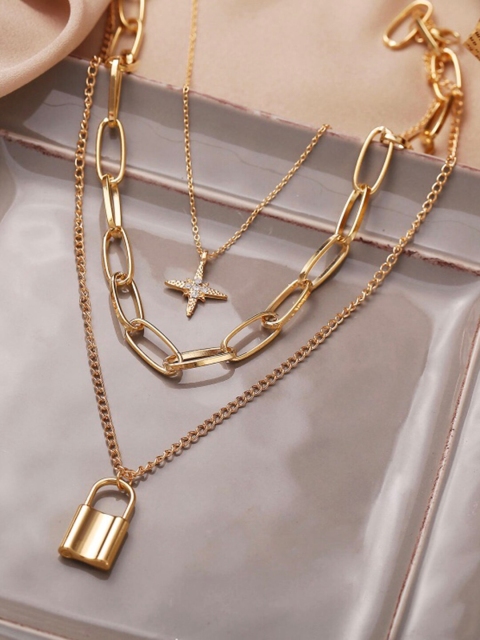 

Vembley Women Gold-Toned & Gold-Plated Layered Chain Pack of 2