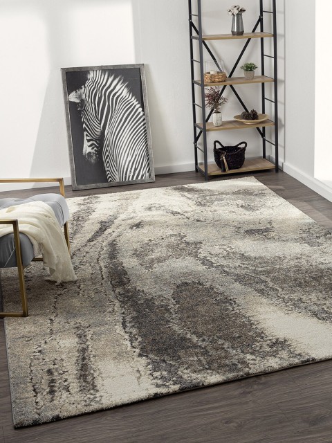 

OBSESSIONS Grey & Brown Contemporary Abstract Carpet