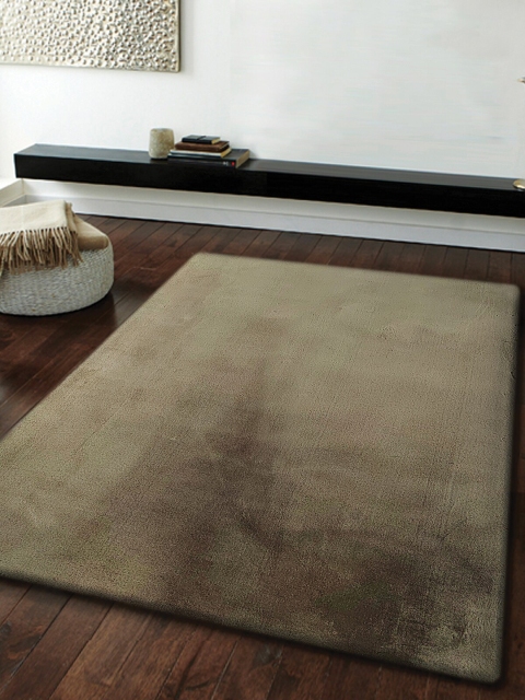 

OBSESSIONS Olive Brown Solid Shaggy Carpets