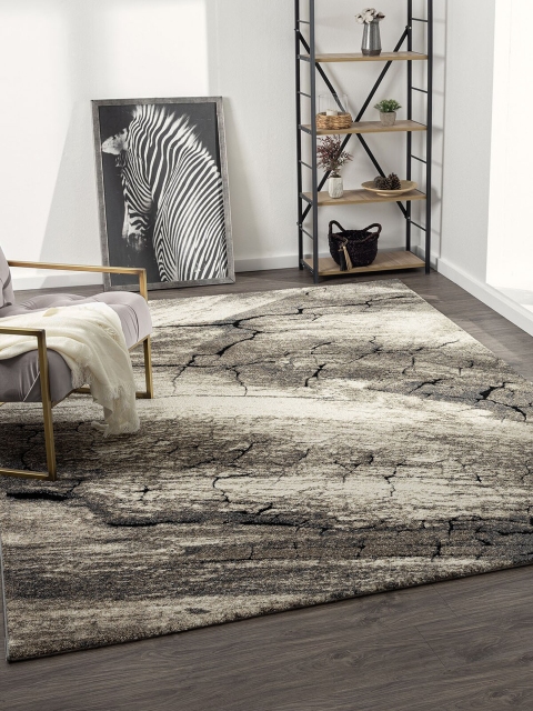 

OBSESSIONS Grey & Black Abstract Printed Contemporary Carpets
