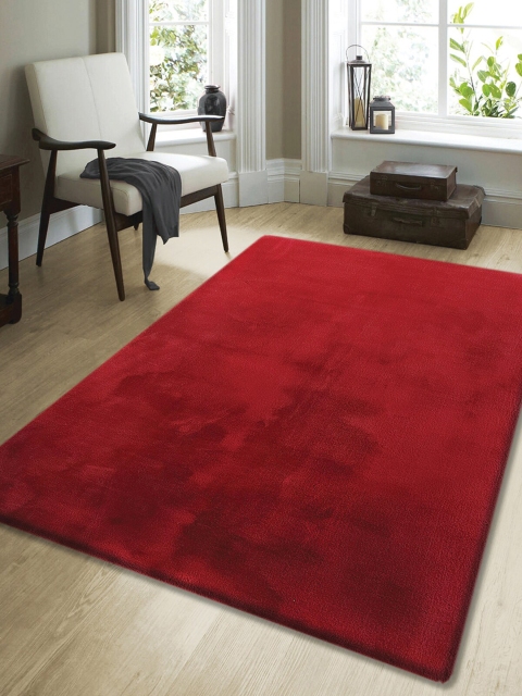 

OBSESSIONS Burgundy Rectangular Shaggy Solid Carpet