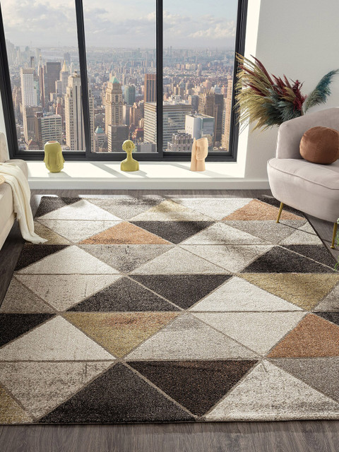 

OBSESSIONS Rust Polypropylene Geometric Contemporary Carpet