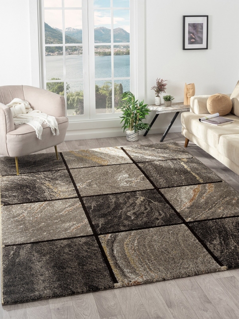 

OBSESSIONS Brown Polypropylene Geometric Water Repellent Pet Friendly Carpet