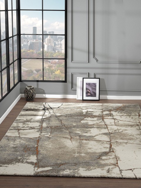 

OBSESSIONS Grey Polypropylene Abstract Water Repellent Pet Friendly Carpet