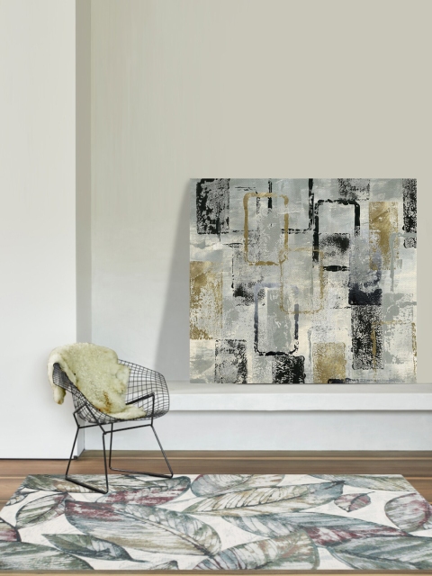 

OBSESSIONS Olive Green & Multicoloured Polypropylene Floral Printed Carpet