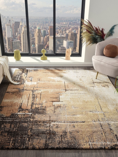 

OBSESSIONS Rust & Mustard Yellow Abstract Polypropylene Carpet