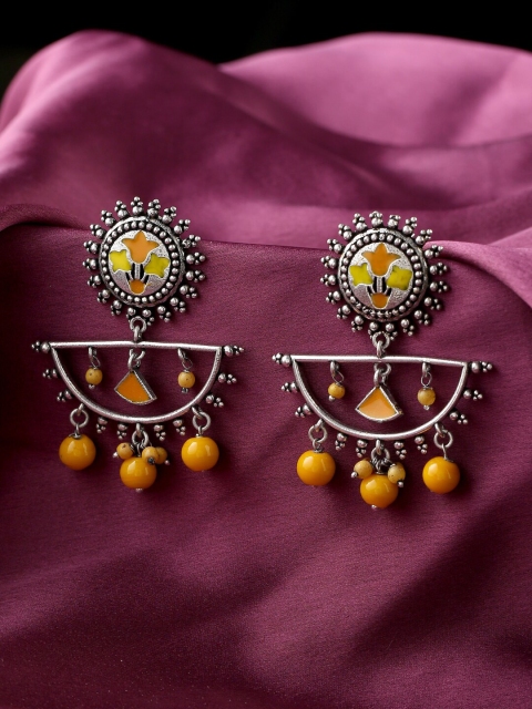 

kashwini Yellow Contemporary Drop Earrings