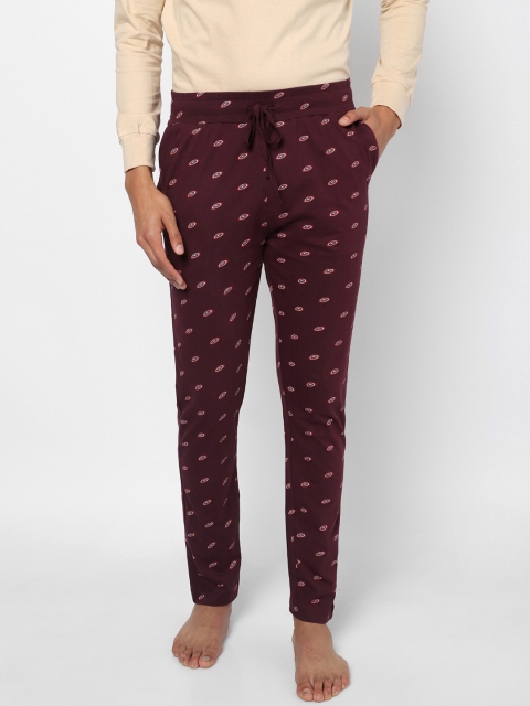 

Ajile by Pantaloons Men Burgundy Printed Slim-Fit Pure Cotton Track Pant