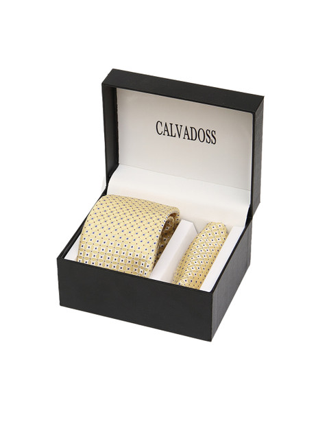 

Calvadoss Men Yellow Printed Accessory Gift Set