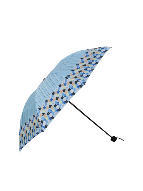 

LOOM LEGACY Turquoise-Blue & White Printed 3-Fold Umbrella