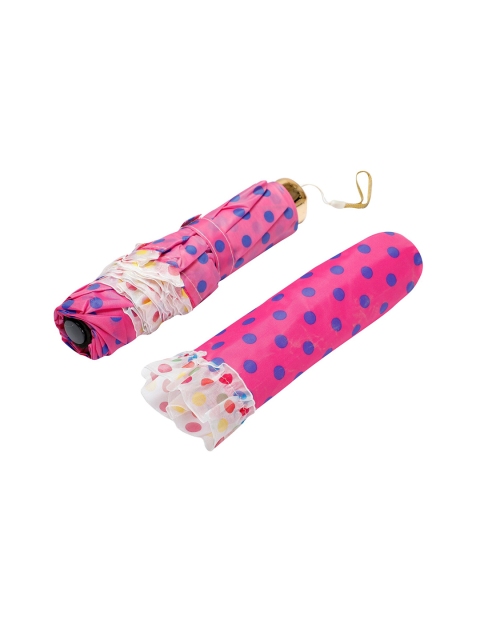 

LOOM LEGACY Magenta & Blue Polka Dots Printed 3-Fold Umbrella