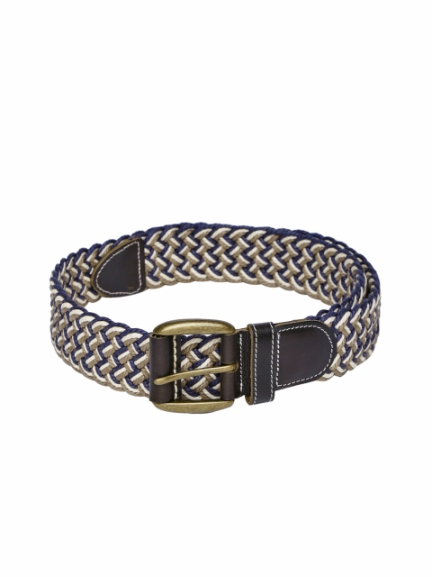 

The Bro Code Men Navy & Taupe Braided Belt, Navy blue