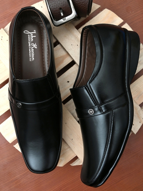 

John Karsun Men Black Formal Slip-On Shoes