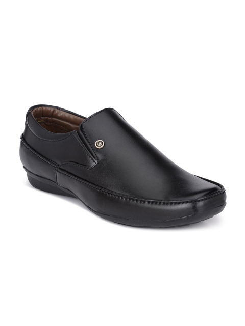 

John Karsun Men Black Solid Formal Slip-On Shoes