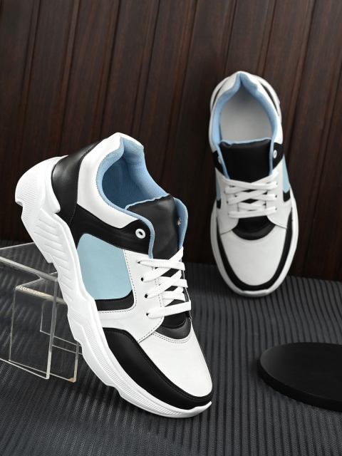 

BUCIK Men White & Blue Colourblocked Lightweight Sneakers