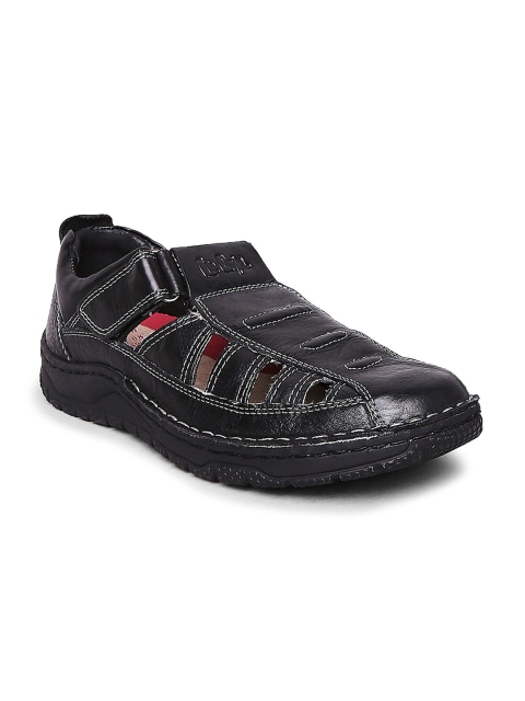 

Lee Cooper Men Black Leather Shoe-Style Sandals