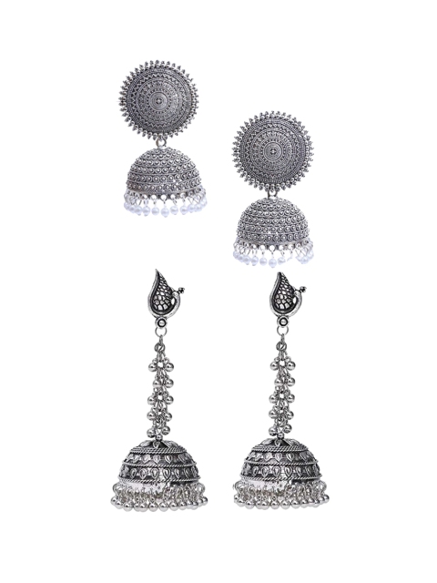 

Vembley Set of 2 Oxidised Silver-Plated Jhumkas Earrings