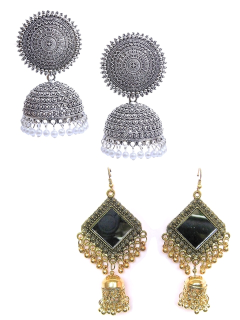 

Vembley Set of 2 Silver-Toned Contemporary Jhumkas Earrings