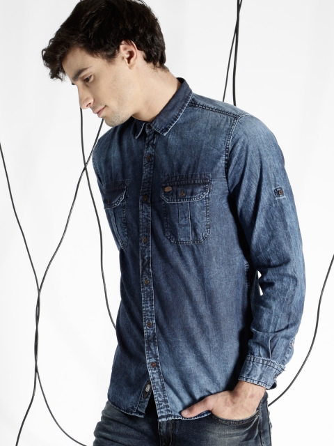 

Ecko Unltd Men Blue Slim Fit Faded Casual Shirt