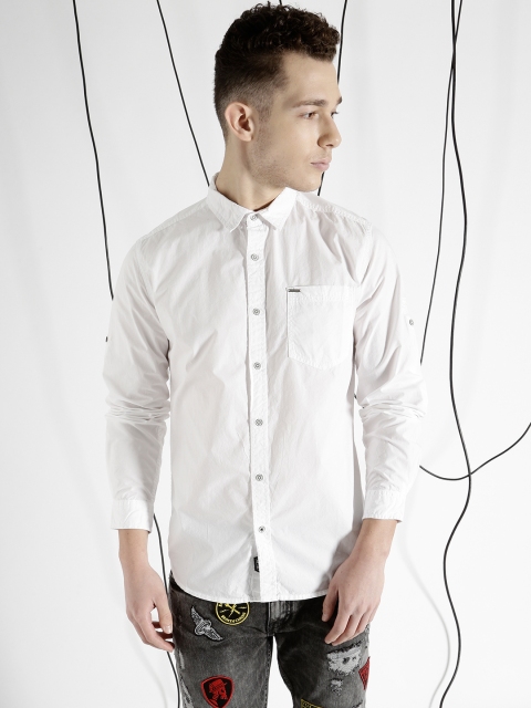 

Ecko Unltd Men White Slim Fit Solid Casual Shirt