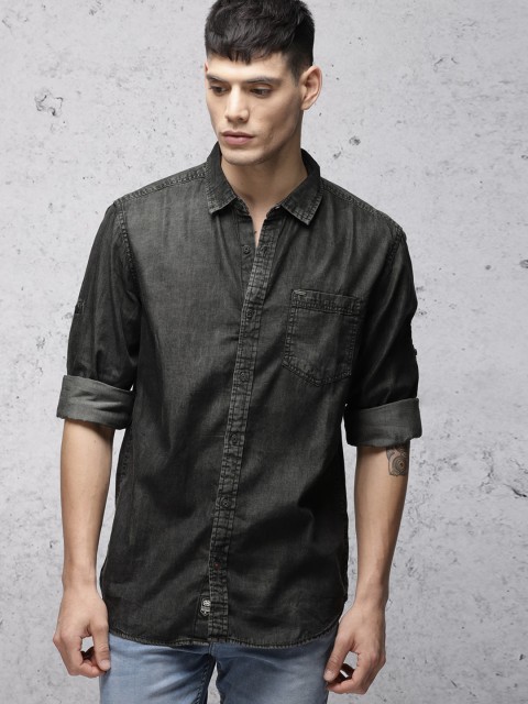 

Ecko Unltd Men Black Slim Fit Faded Casual Shirt