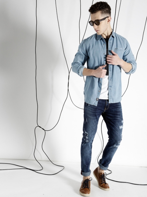 

Ecko Unltd Men Blue Slim Fit Faded Casual Shirt