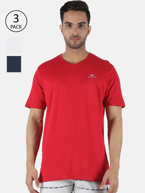 

Monte Carlo Men Pack Of 3 Pure Cotton T-shirts, Red