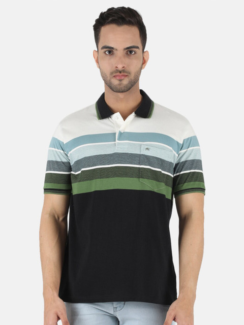 

Monte Carlo Men Multi Striped Polo Collar Cotton T-shirt