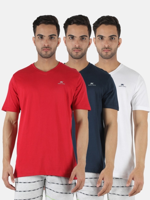 

Monte Carlo Men Pack Of 3 Pure Cotton T-shirts, Red