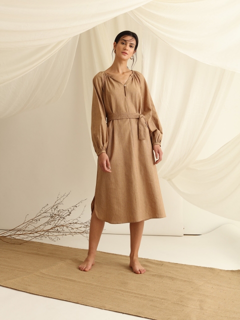 

blue hour Women Brown Shirt Midi Dress