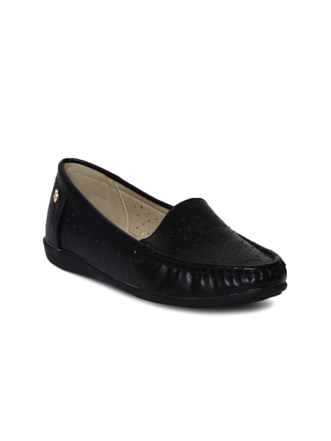 

Addons Women Black Perforated Loafers