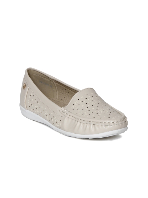 

Addons Women Beige Perforated Loafers