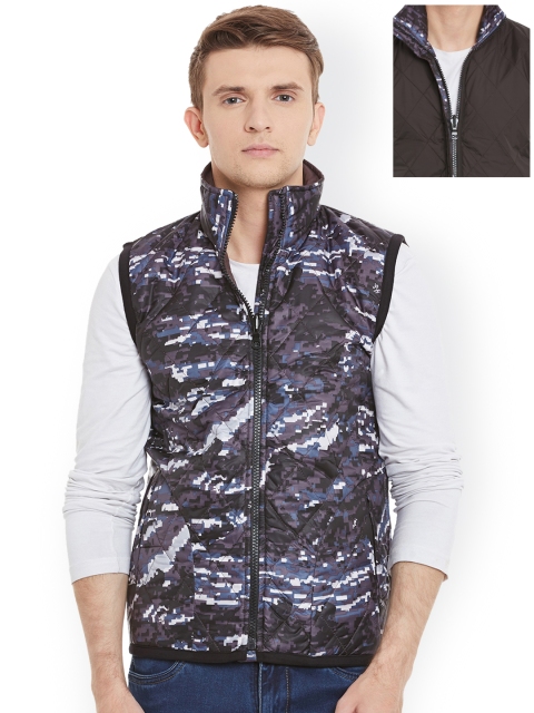 

Wear Your Mind Men Grey Printed Reversible Quilted Jacket