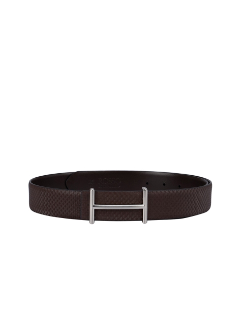 

ROSSO BRUNELLO Men Brown Textured Leather Belt