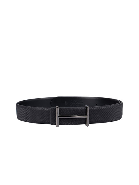 

ROSSO BRUNELLO Men Black Textured Leather Belt