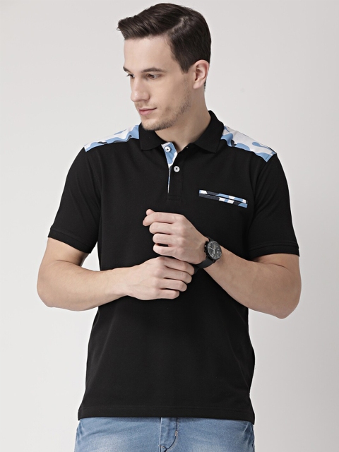 

Club York Men Black Solid Polo Collar Cotton T-shirt