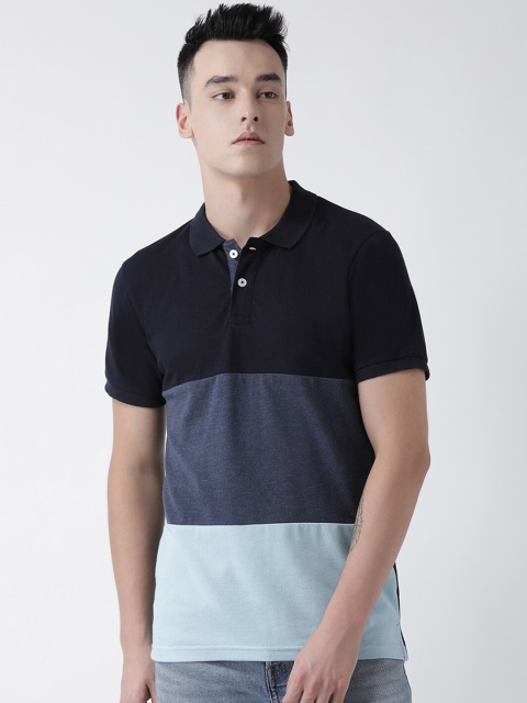 

Club York Men Blue Colourblocked Polo Collar T-shirt