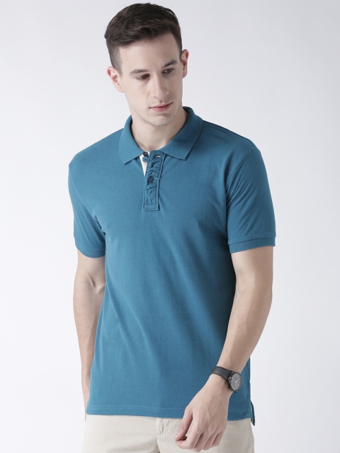 

Club York Men Blue Polo Collar T-shirt