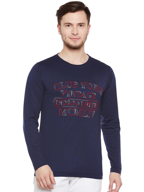 

Club York Men Navy Blue Typography T-shirt