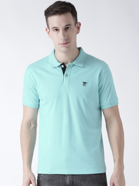 

Club York Men Blue Polo Collar Cotton T-shirt