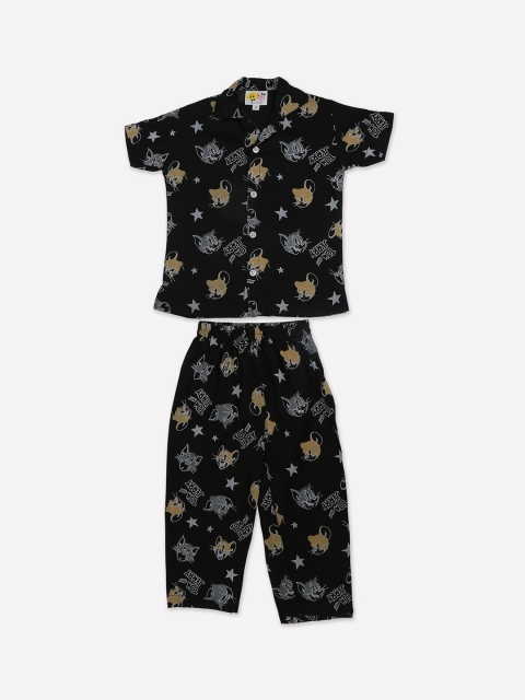 

CUTE LEMONS Kids Black & Grey Cotton Printed Night suit CL0122/1-2Y